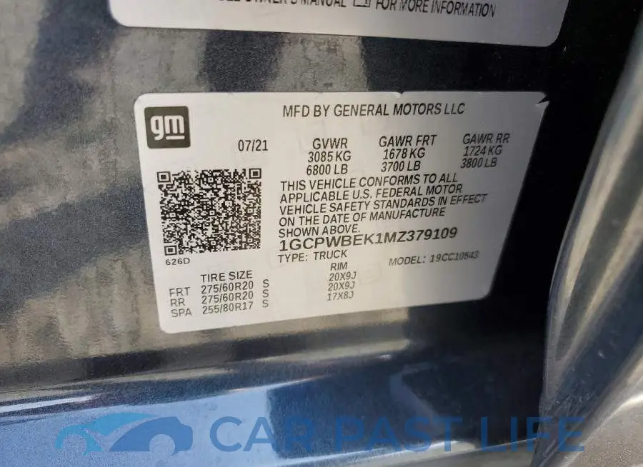 1GCPWBEK1MZ379109# 12