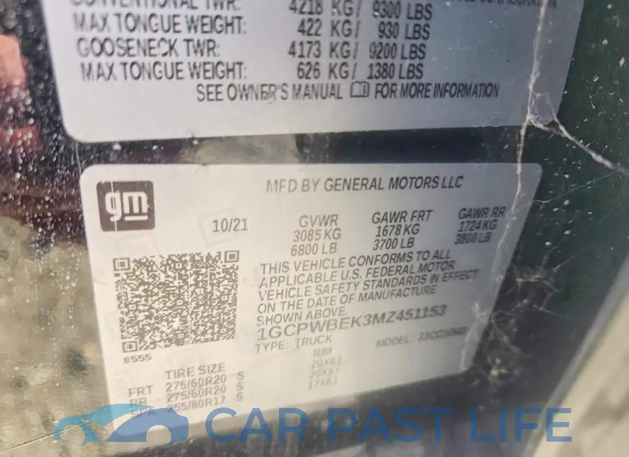 1GCPWBEK3MZ451153# 12