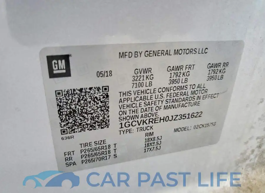 1GCVKREH0JZ351622# 13