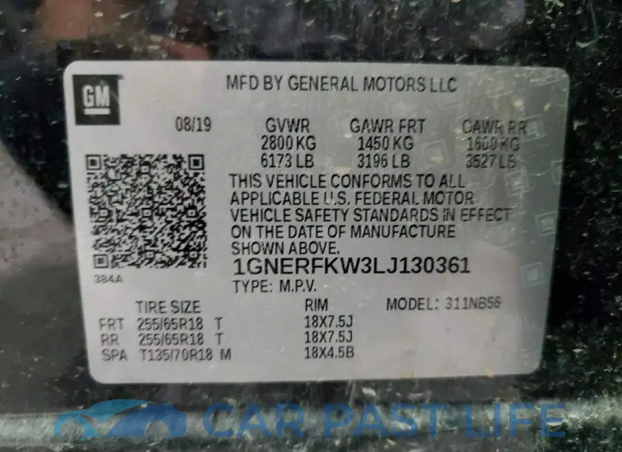 1GNERFKW3LJ130361# 13