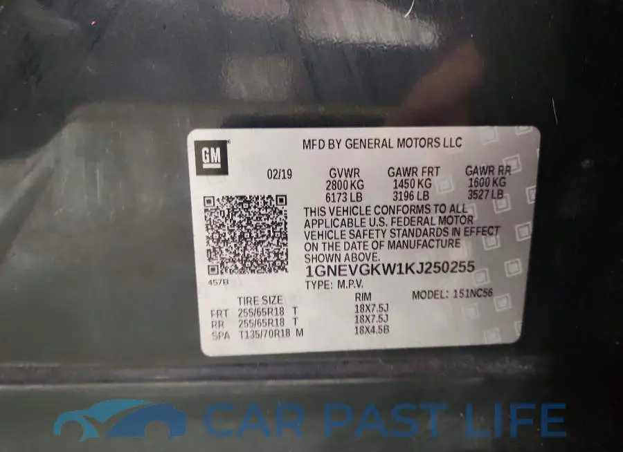 1GNEVGKW1KJ250255# 13