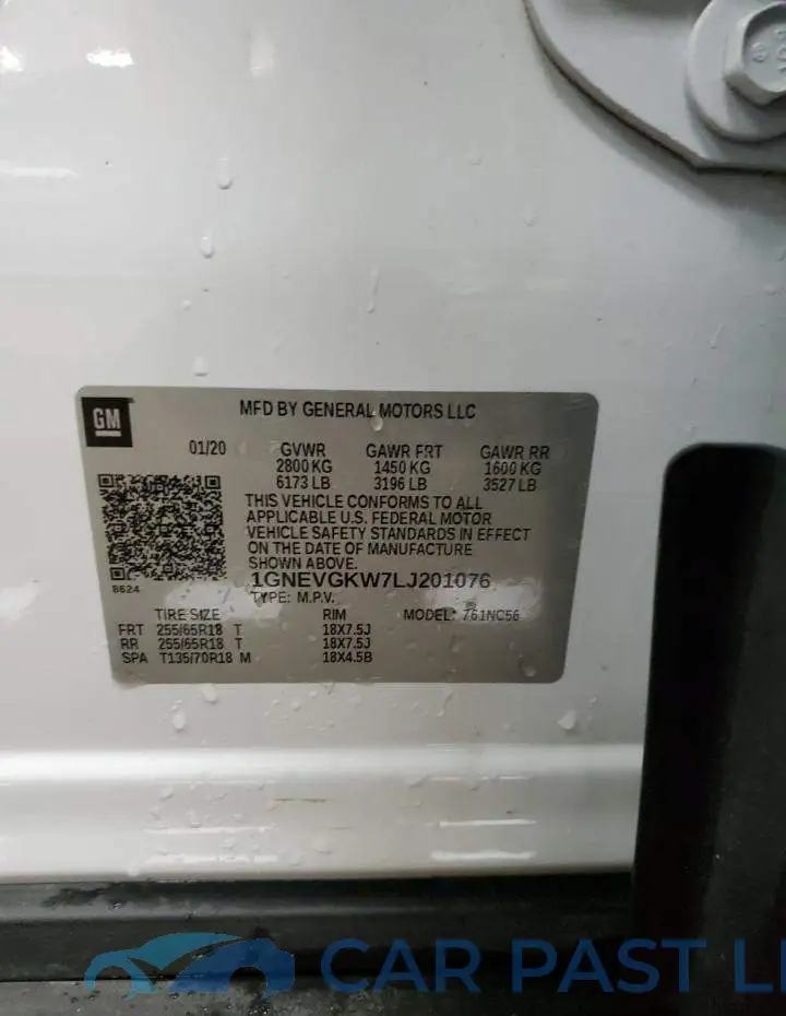 1GNEVGKW7LJ201076# 13