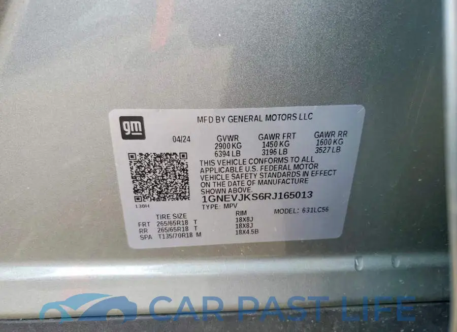 1GNEVJKS6RJ165013# 12