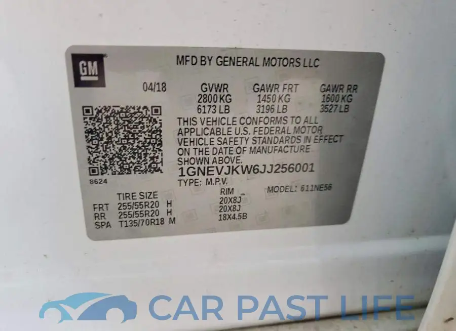 1GNEVJKW6JJ256001# 13