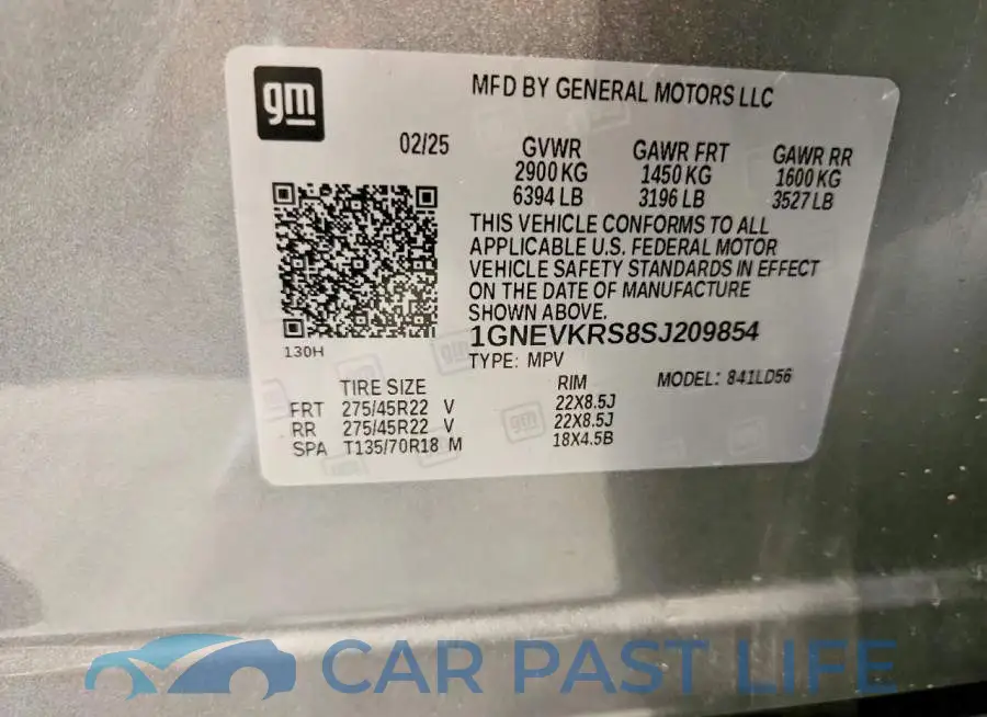 1GNEVKRS8SJ209854# 13