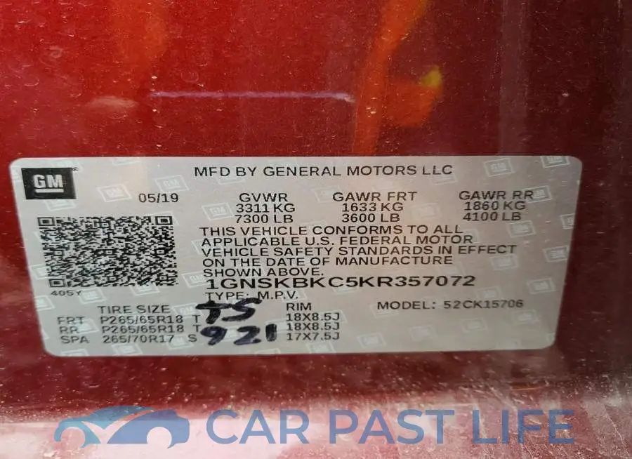 1GNSKBKC5KR357072# 14
