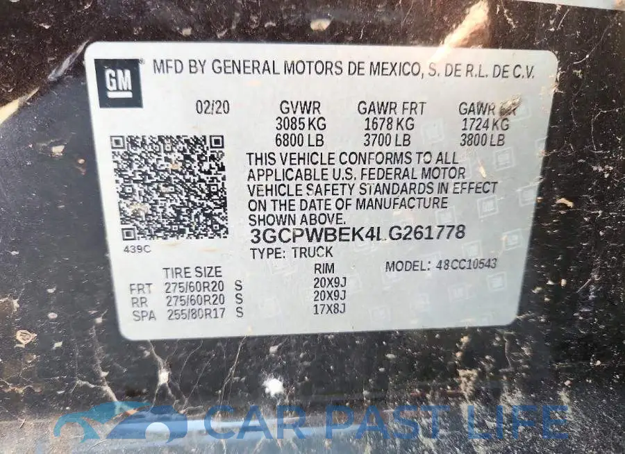 3GCPWBEK4LG261778# 12