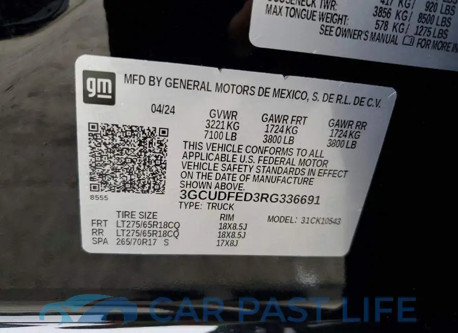 3GCUDFED3RG336691# 12