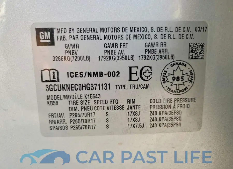 3GCUKNEC0HG371131# 13