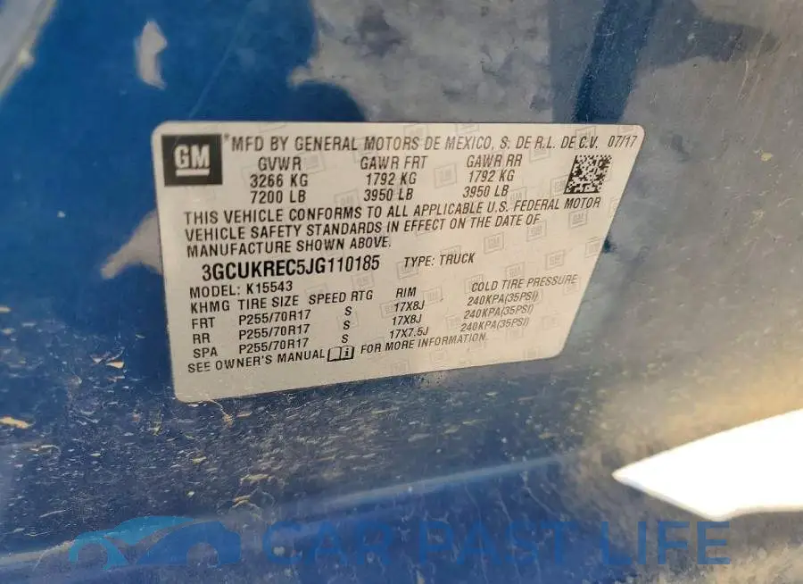 3GCUKREC5JG110185# 12