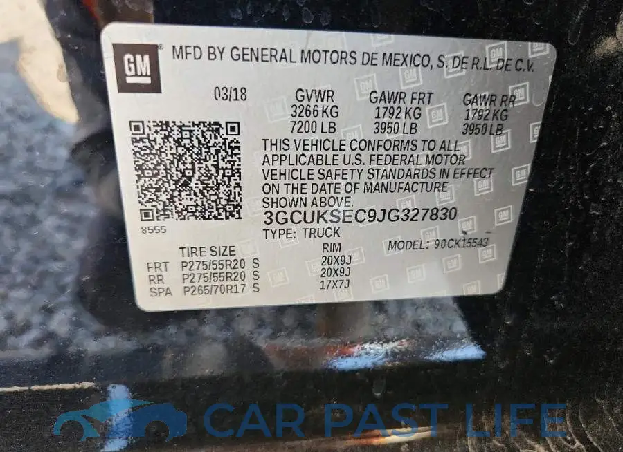 3GCUKSEC9JG327830# 12