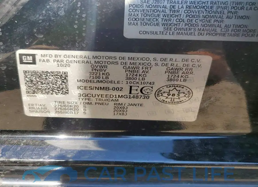 3GCUYEED1MG148730# 12