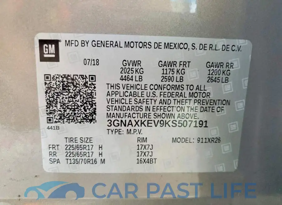 3GNAXKEV9KS507191# 13