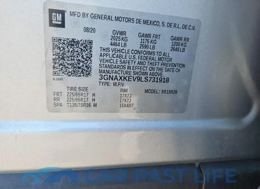3GNAXKEV9LS731918# 13