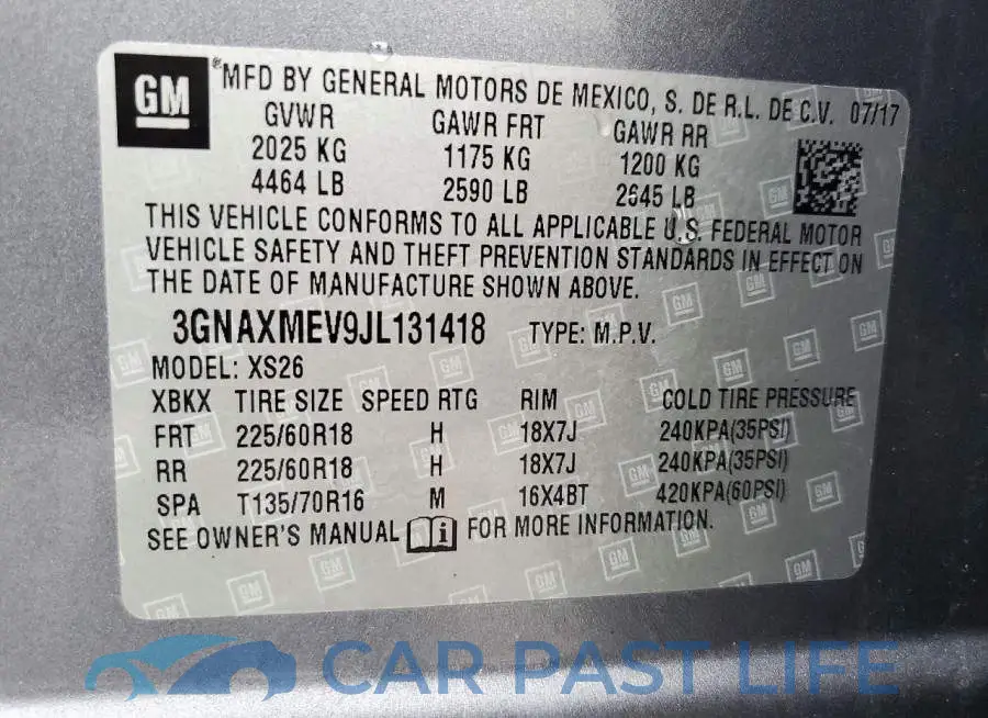 3GNAXMEV9JL131418# 13