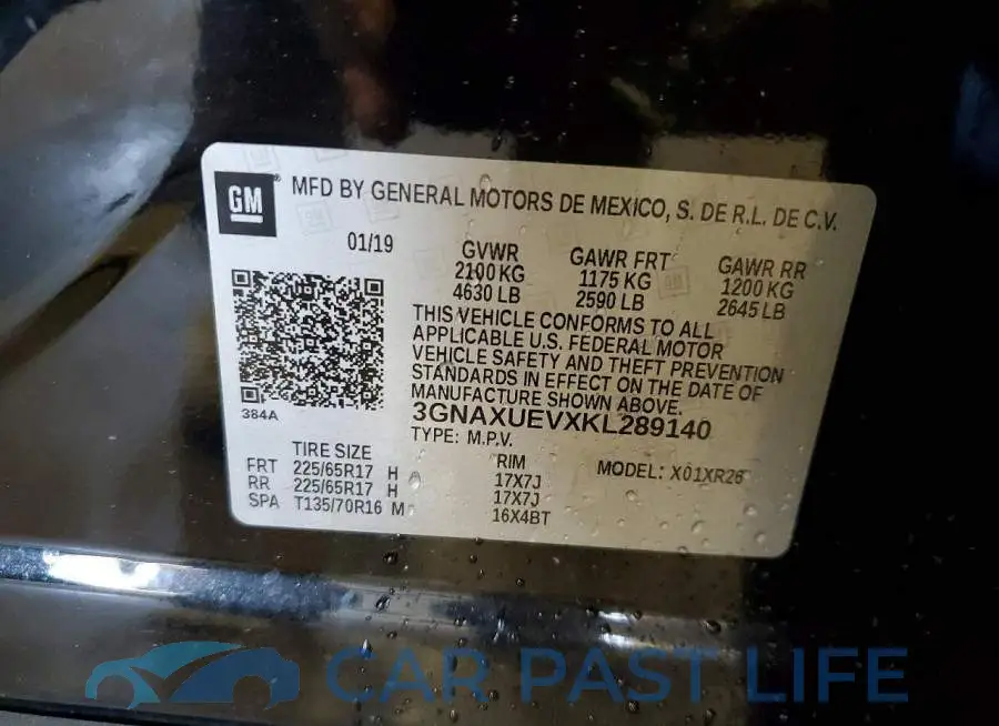 3GNAXUEVXKL289140# 13