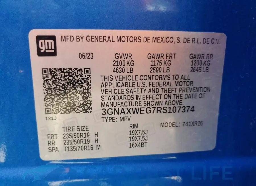3GNAXWEG7RS107374# 14