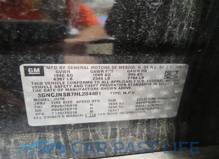 3GNCJNSB7HL284481# 12