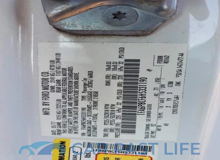 1FA6P8CF6H5331190# 12