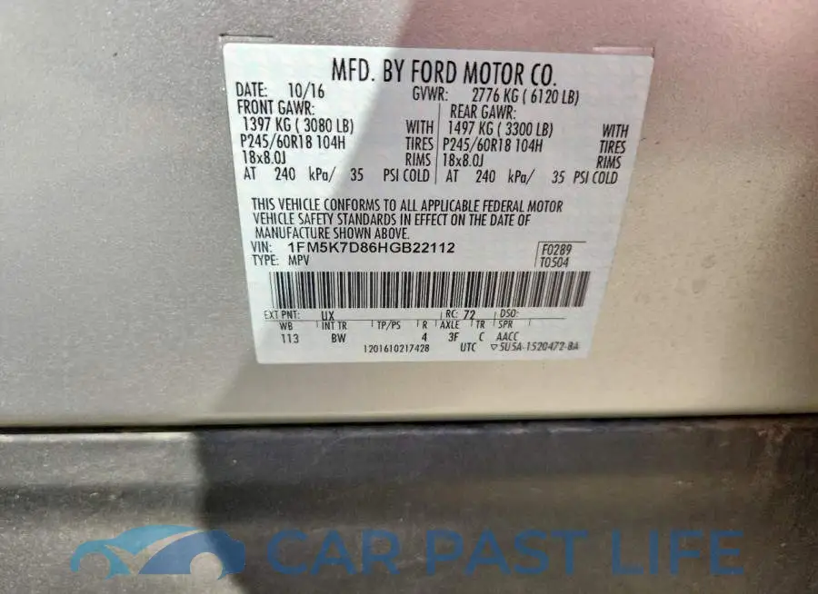 1FM5K7D86HGB22112# 13
