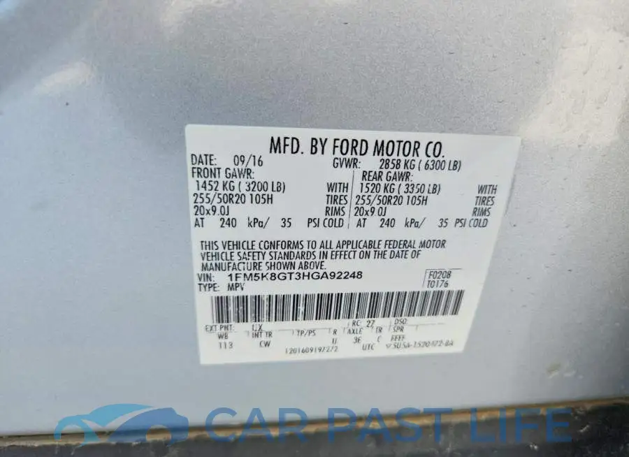 1FM5K8GT3HGA92248# 14