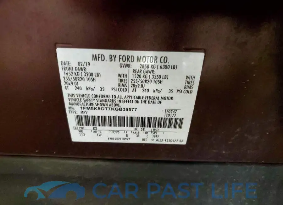 1FM5K8GT7KGB39577# 13