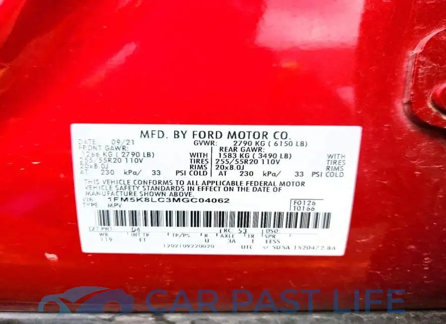 1FM5K8LC3MGC04062# 13