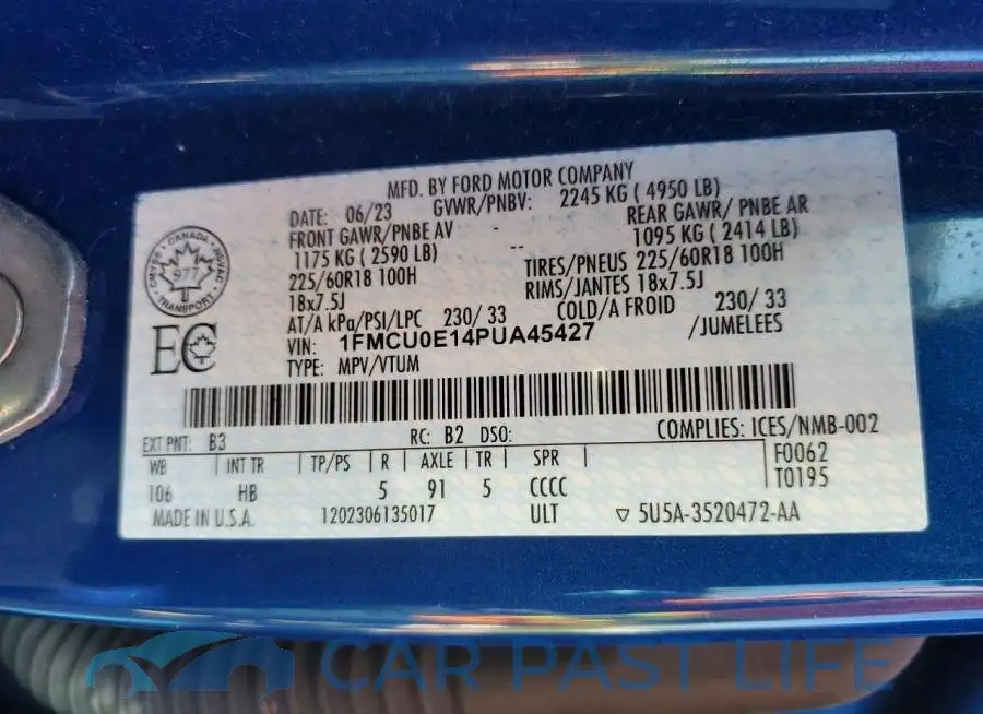 1FMCU0E14PUA45427# 14