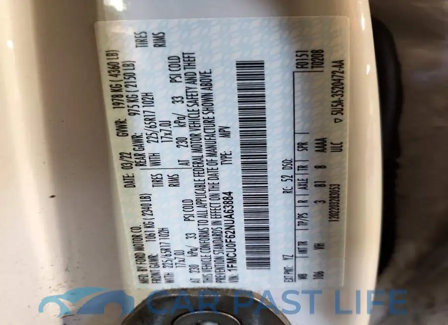 1FMCU0F62NUA63884# 13