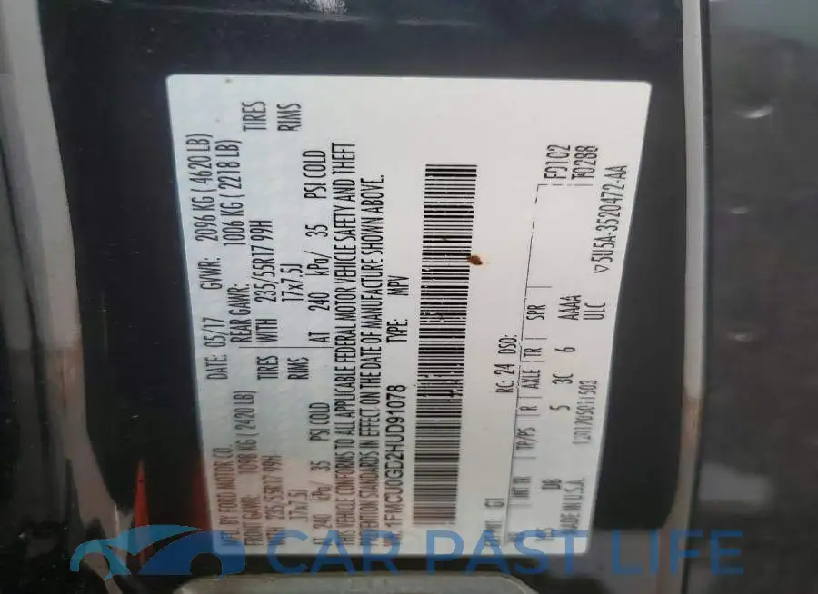 1FMCU0GD2HUD91078# 13