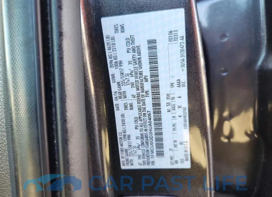 1FMCU0GD3HUA04067# 12