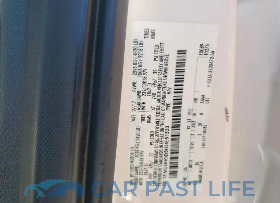 1FMCU0GD5HUE51533# 14