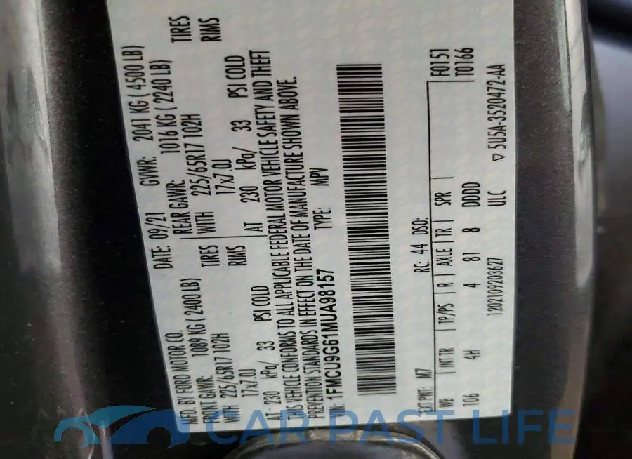 1FMCU9G61MUA98157# 13