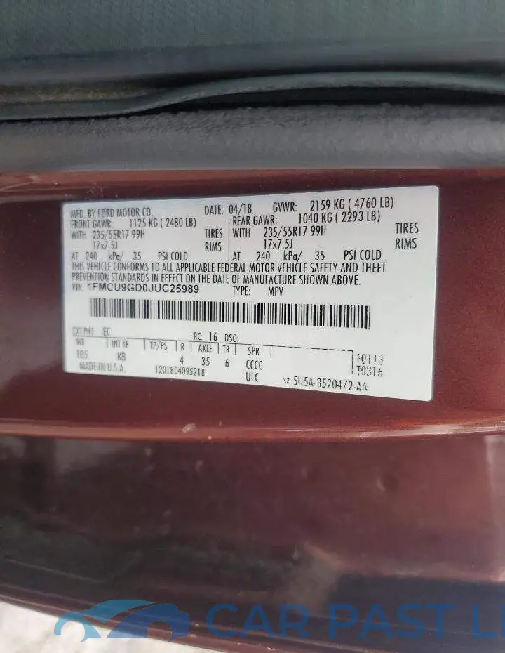 1FMCU9GD0JUC25989# 13