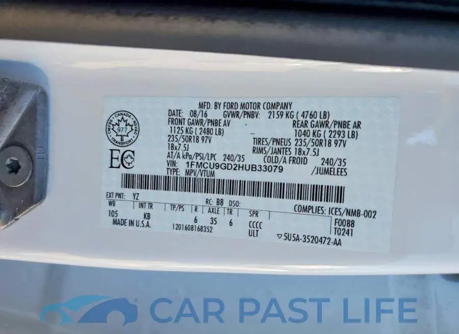 1FMCU9GD2HUB33079# 14