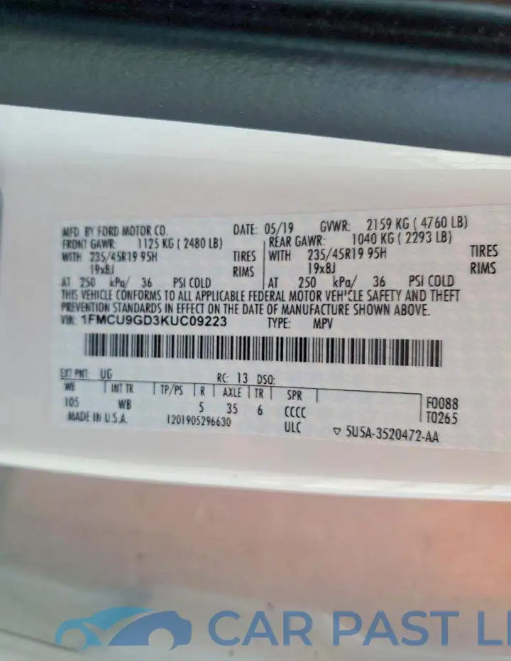 1FMCU9GD3KUC09223# 13