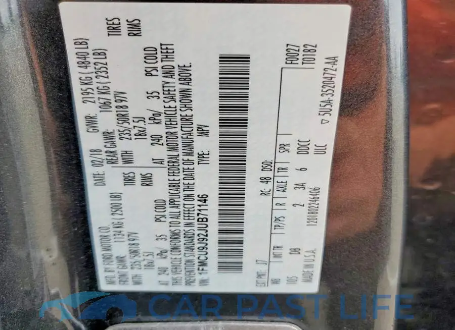 1FMCU9J92JUB71146# 13