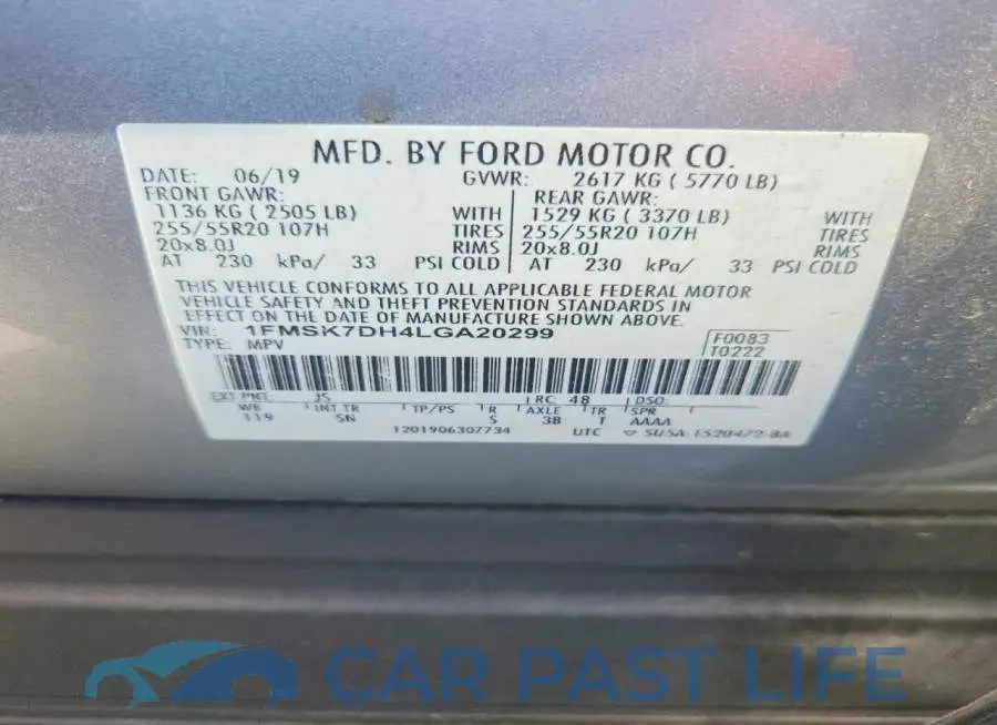1FMSK7DH4LGA20299# 13