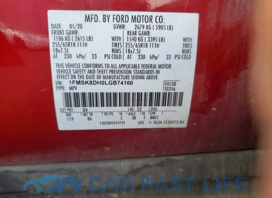 1FMSK8DH0LGB74160# 12