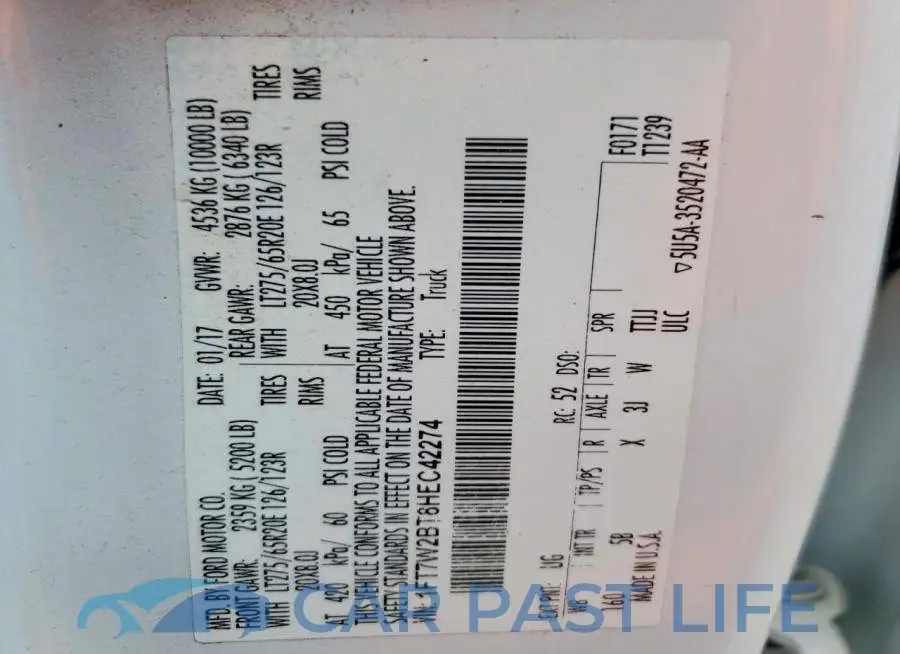 1FT7W2BT8HEC42274# 12
