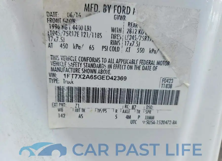 1FT7X2A65GED42369# 12