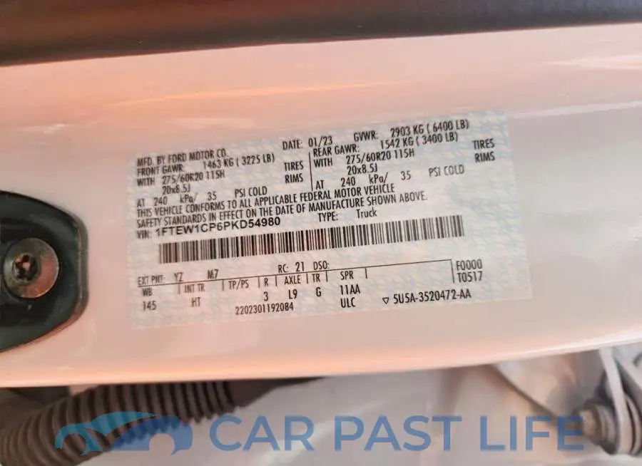1FTEW1CP6PKD54980# 12