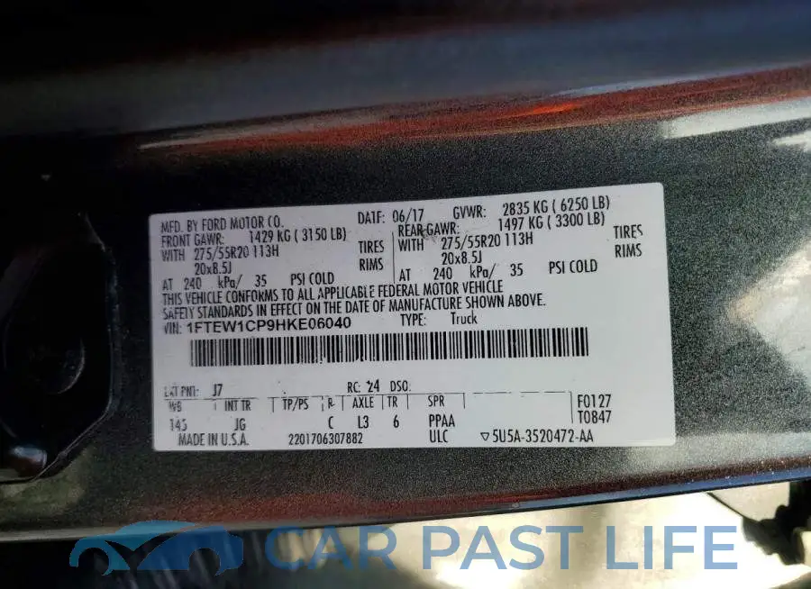 1FTEW1CP9HKE06040# 13
