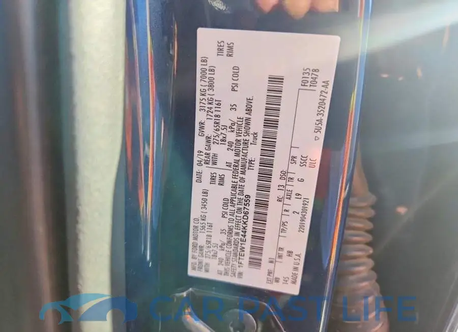 1FTEW1E44KKD67559# 12