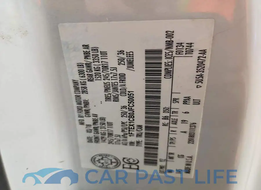 1FTEX1CB0JFC50051# 12