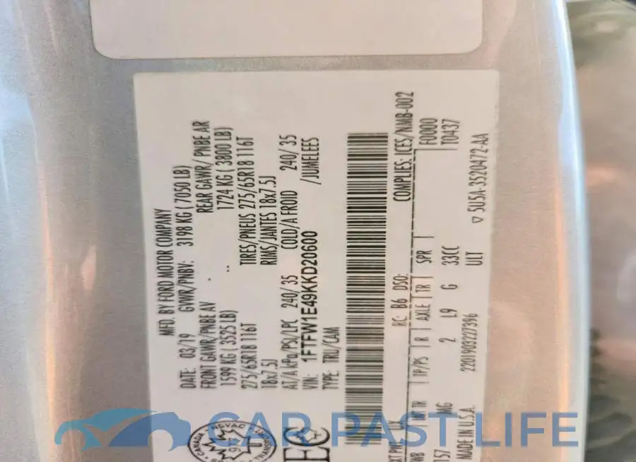 1FTFW1E49KKD20600# 12