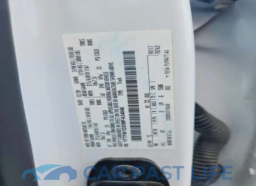 1FTFW1E85MFA34046# 12