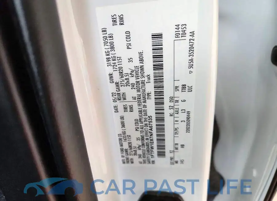 1FTFW1E87NFA67535# 12