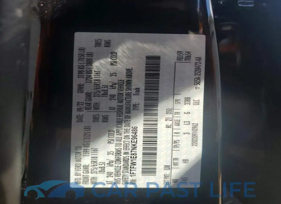 1FTFW1E87NKE96486# 13