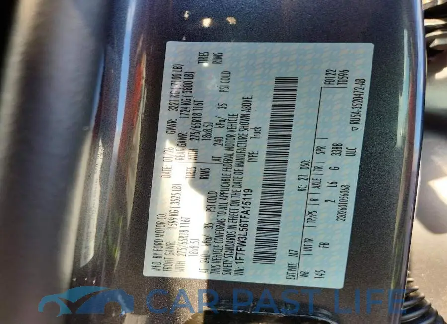 1FTFW3L56TFA15119# 12